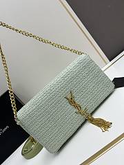 YSL Kate Blue Raffia Bag - 26x14x6cm - 3