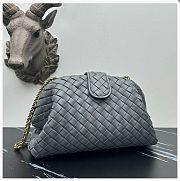 Bottega Veneta Lauren 1980 Teen Grey Leather Clutch - 16.5x31.5x11cm - 1