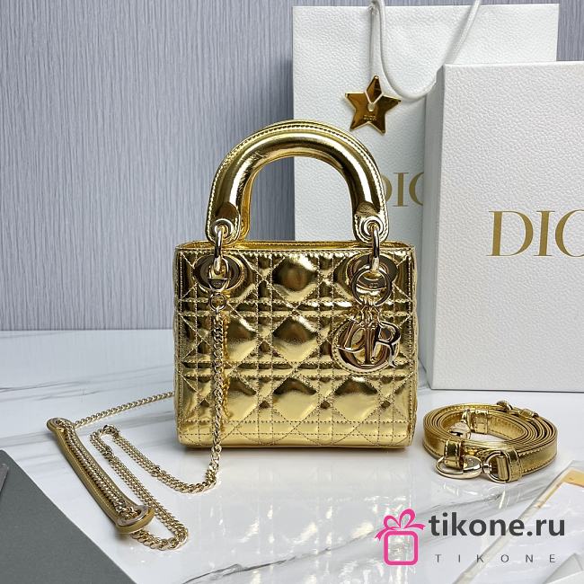 Dior Small Lady Gold Bag 17cm - 1