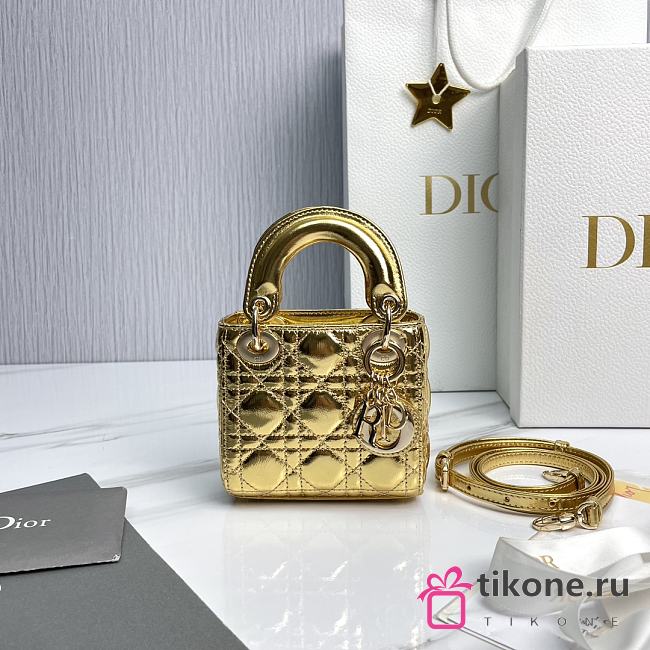 Dior Micro Lady Gold Bag 12cm - 1