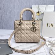 Dior Small Lady Lambskin Cannage In Beige - 24x20x11cm - 1