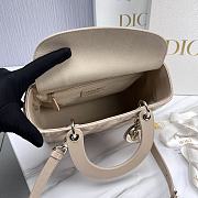 Dior Small Lady Lambskin Cannage In Beige - 24x20x11cm - 4