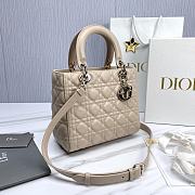 Dior Small Lady Lambskin Cannage In Beige - 24x20x11cm - 3