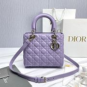 Dior Small Lady Lambskin Cannage In Purple - 24x20x11cm - 1