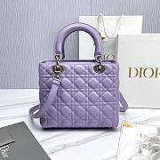 Dior Small Lady Lambskin Cannage In Purple - 24x20x11cm - 3