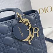 Dior Small Lady Lambskin Cannage My In Navy - 24x20x11cm - 5