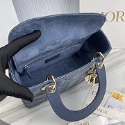 Dior Small Lady Lambskin Cannage My In Navy - 24x20x11cm - 4