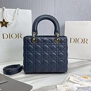 Dior Small Lady Lambskin Cannage My In Navy - 24x20x11cm - 2