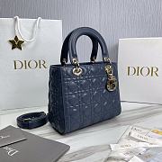 Dior Small Lady Lambskin Cannage My In Navy - 24x20x11cm - 3