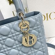 Dior Small Lady Lambskin Cannage In Blue - 24x20x11cm - 5