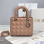 Dior Small Lady Lambskin Cannage In Nude Pink - 24x20x11cm - 1