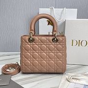 Dior Small Lady Lambskin Cannage In Nude Pink - 24x20x11cm - 3