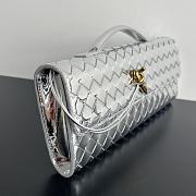 Bottega Veneta Long Clutch Bag In Silver With Gold Buckle - 31x13x3cm - 4