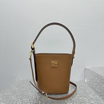 Miumiu Brown Leather Bucket Bag - 20x16x10cm