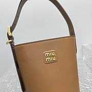 Miumiu Brown Leather Bucket Bag - 20x16x10cm - 4