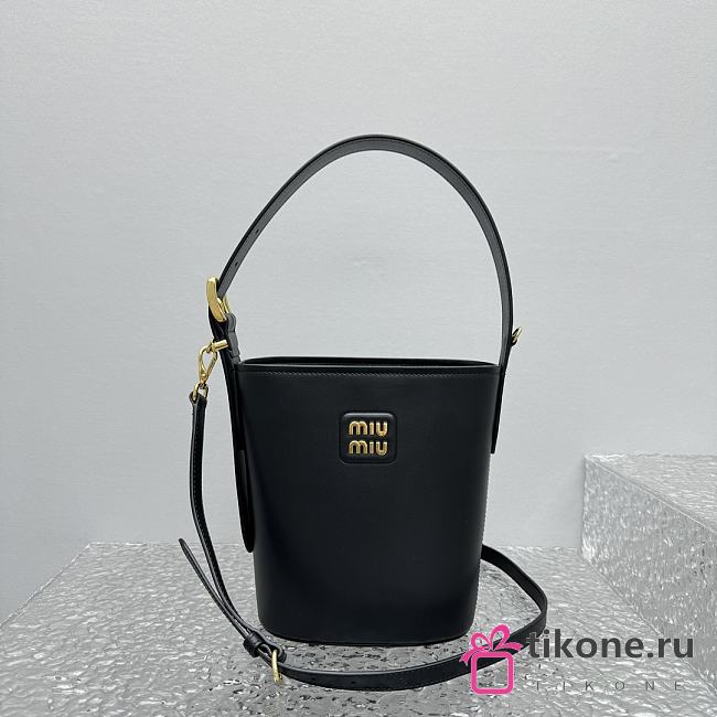 Miumiu Black Leather Bucket Bag - 20x16x10cm - 1