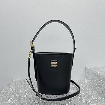 Miumiu Black Leather Bucket Bag - 20x16x10cm