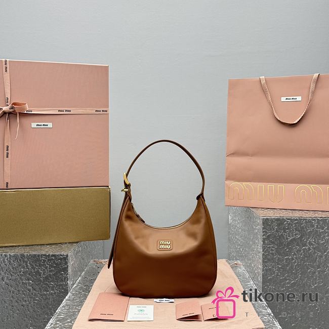 Miumiu Brown Leather Hobo Bag - 27x20x8cm - 1