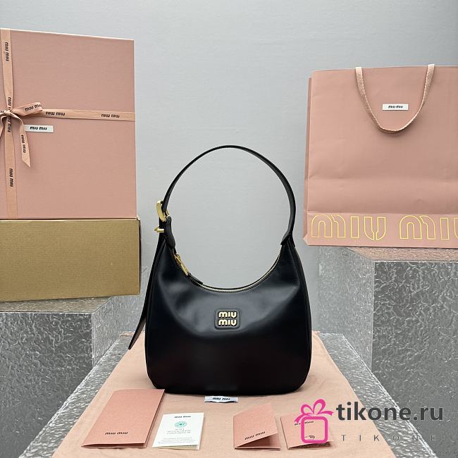 Miumiu Black Leather Hobo Bag - 27x20x8cm - 1