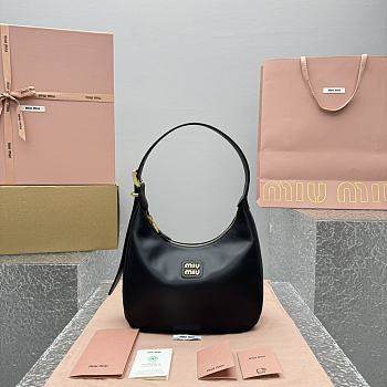 Miumiu Black Leather Hobo Bag - 27x20x8cm