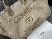 Chanel Medium Deauville Shopping Bag In Beige Canvas 38cm - 3