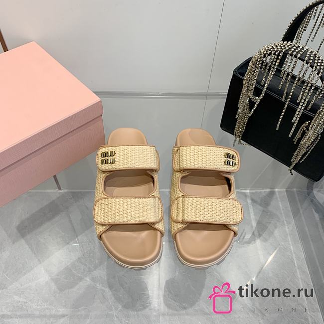 Miumiu Natural Woven Sandals - 1