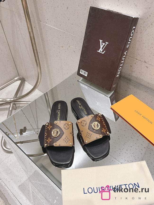 Louis Vuitton Frame Brown Flat Mule - 1