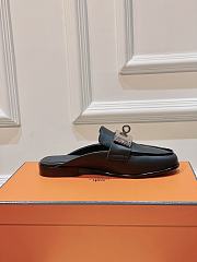 Hermes Black Leather Mules - 5