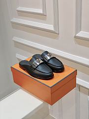 Hermes Black Leather Mules - 4