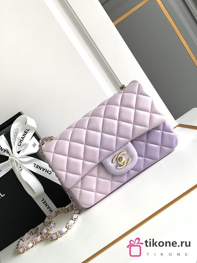 Chanel Classic Violet Gradient Caviar Handbag 20cm - 1