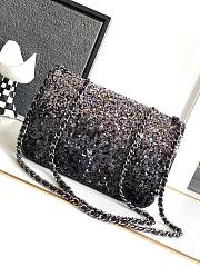 Chanel Sequin Mini Rectangular Flap Black Silver - 20x15x7cm - 2