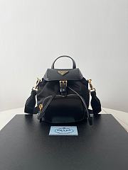 Prada Re-Nylon Brushed Black Leather Backpack - 18×15×11cm - 1