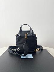 Prada Re-Nylon Brushed Black Leather Backpack - 18×15×11cm - 2