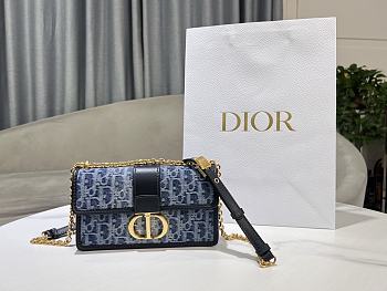 Dior 30 Montaigne East-West Denim Chain Bag - 21x12x6cm