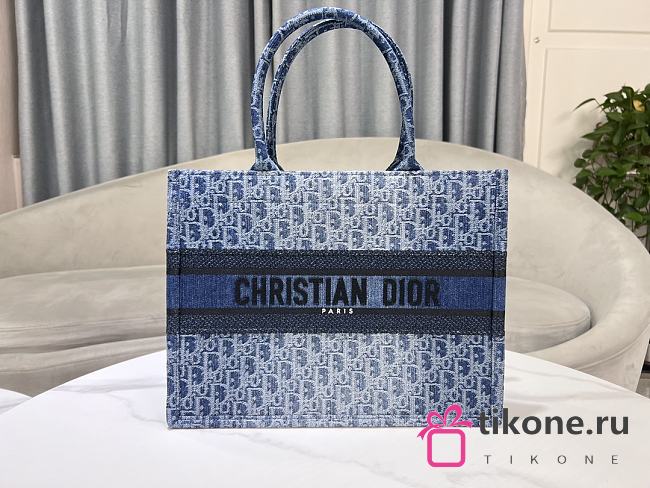 Dior Book Tote Denim Oblique Jacquard - 36.5x27x16cm - 1