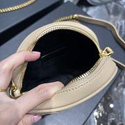 YSL Beige Leather Round Bag - 17x17x5.5cm - 5