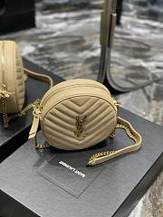 YSL Beige Leather Round Bag - 17x17x5.5cm - 4