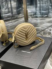 YSL Beige Leather Round Bag - 17x17x5.5cm - 3