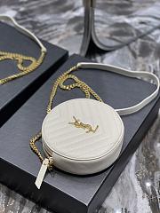 YSL White Leather Round Bag - 17x17x5.5cm - 2