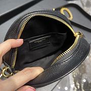 YSL Black Leather Gold Logo Round Bag - 17x17x5.5cm - 3