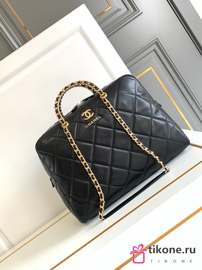 Chanel Black Lambskin Top Handles Office Bag - 40x28x14cm - 1