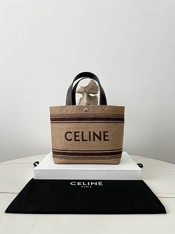 Celine Tote Bag With Logo, Raffia And Strap - 31×20×12cm