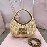 Miumiu Brown Logo Wander Wicker Shoulder Bag - 20x17x6cm - 1