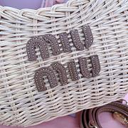 Miumiu Brown Logo Wander Wicker Shoulder Bag - 20x17x6cm - 2