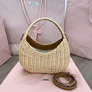 Miumiu Brown Logo Wander Wicker Shoulder Bag - 20x17x6cm - 3