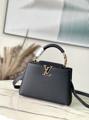 Louis Vuitton M24698 Capucines Black Leather Bag - 26.5×17.5×9cm