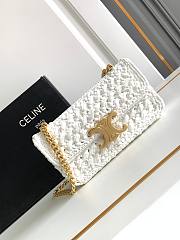 Celine Triomphe In White Raffia - 20.5x10.5x4cm - 1