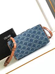 Celine Boston Bag In Blue Denim - 19.5x14x7cm - 2