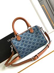 Celine Boston Bag In Blue Denim - 19.5x14x7cm - 3