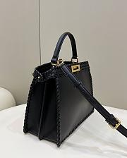 Fendi Peekaboo Black Leather Braid Bag - 33x14x26cm - 5